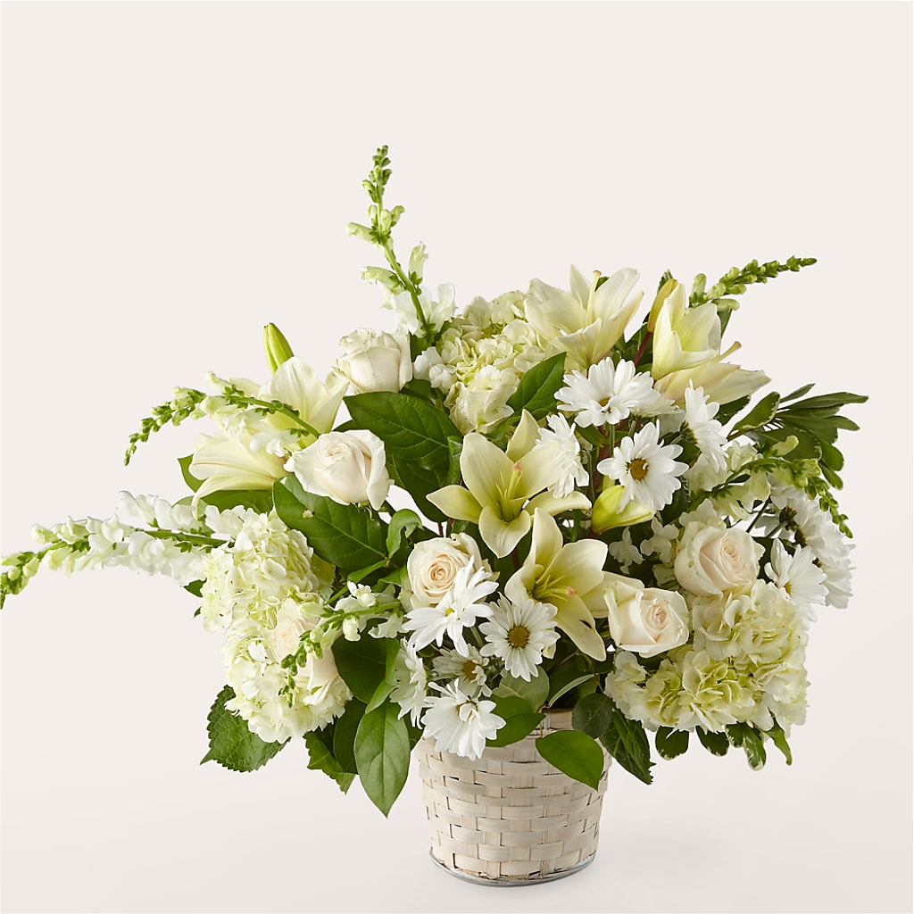 Ivory Elegance Floral Basket – MARTHA'S FLOWER & GIFT SHOP, Bushnell FL