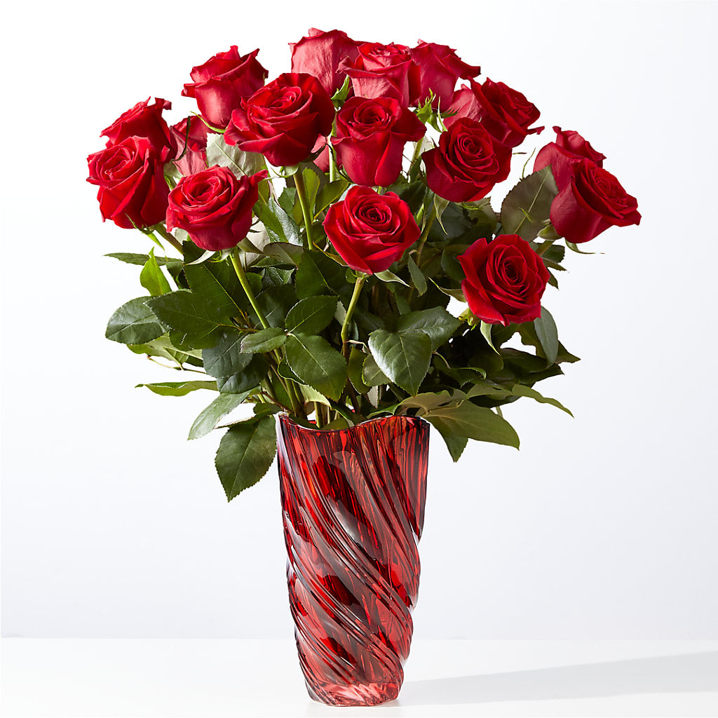 Classic Love Red Rose Bouquet with Luxe Swirl Vase – MARTHA'S FLOWER & GIFT SHOP, Bushnell FL
