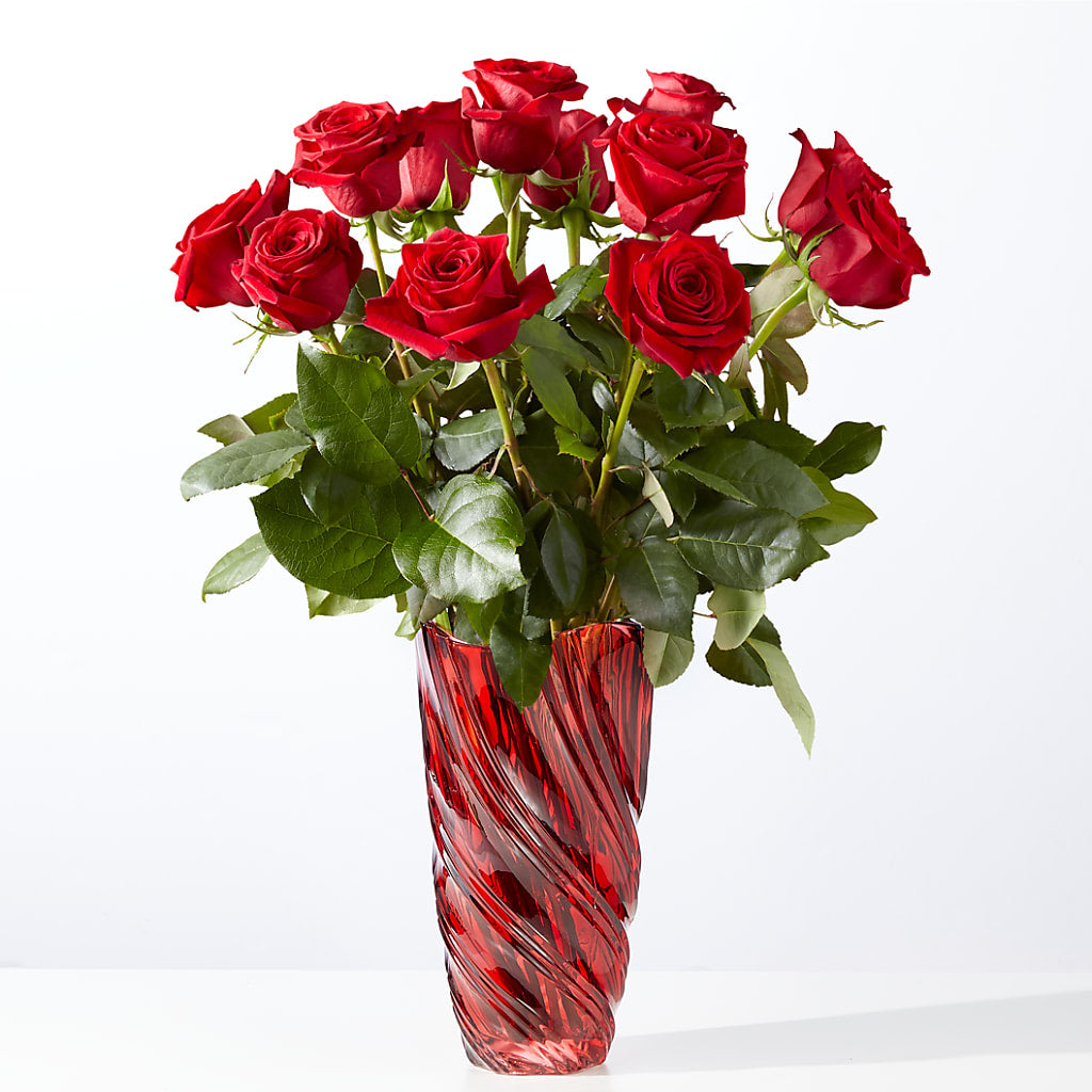 Classic Love Red Rose Bouquet with Luxe Swirl Vase – MARTHA'S FLOWER & GIFT SHOP, Bushnell FL